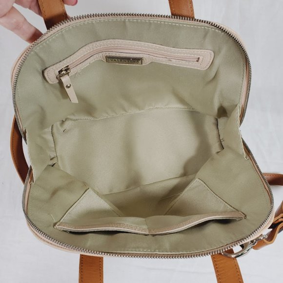 Valentina Italia Pebbled Leather Dome Zip Around Bag Purse Light Peach - Picture 6 of 6